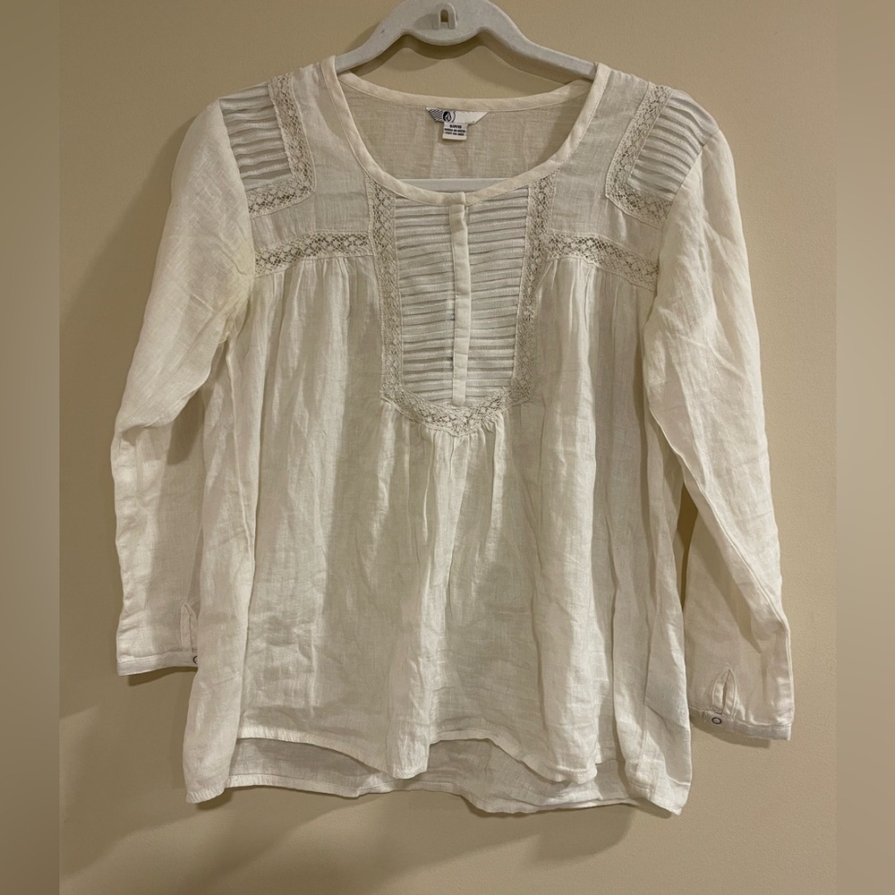 Volcom ivory long sleeve button front blouse - Picture 1 of 7